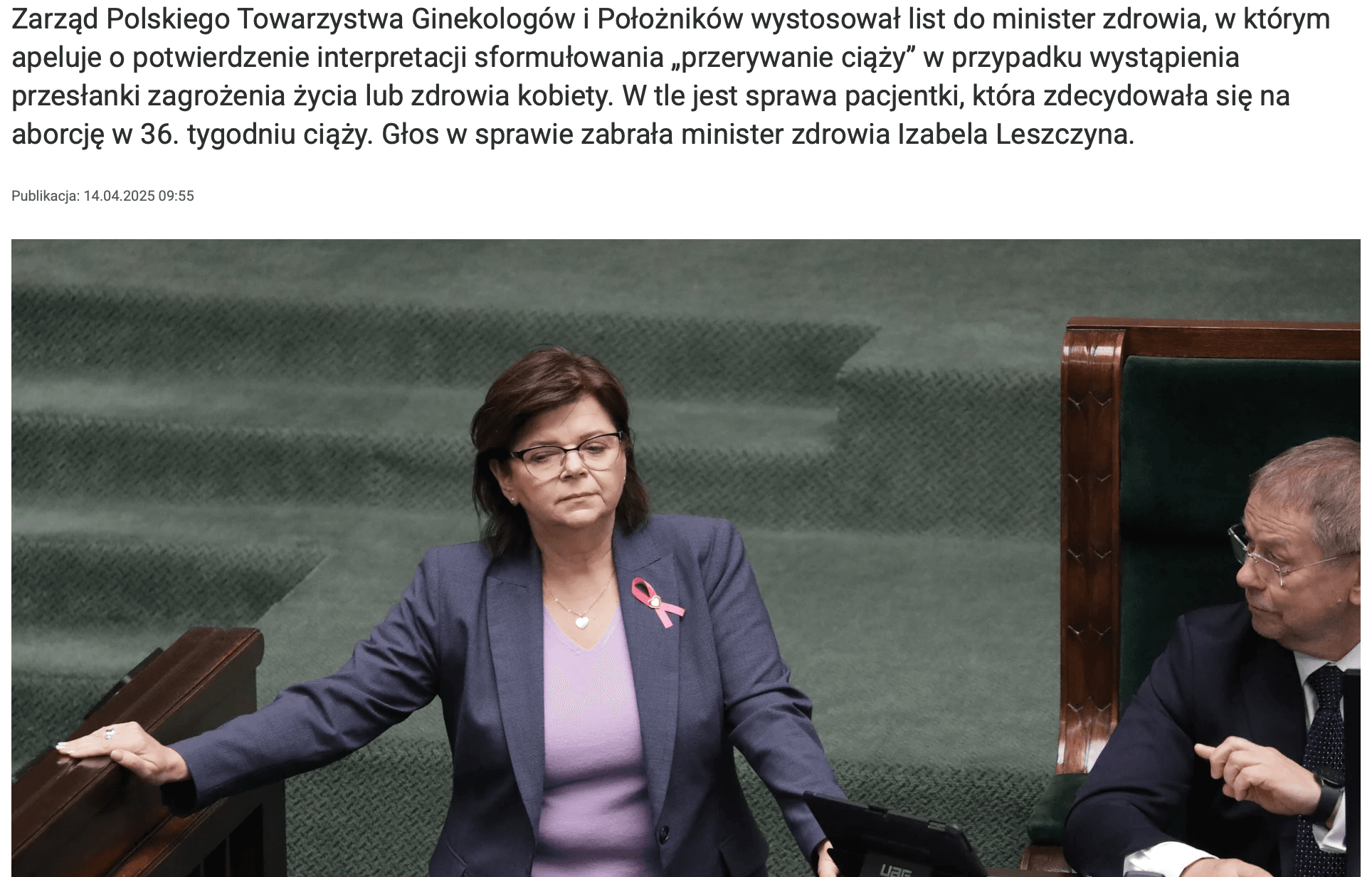 W sprawie pacjentki – pani Anity